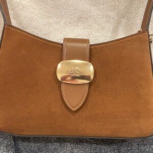 Coach Brown Leather Shoulder Bag with Gold Hardware